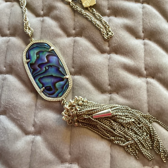 Kendra Scott Gold Necklace with Iridescent Abalone Tassel long Pendant - Picture 7 of 14